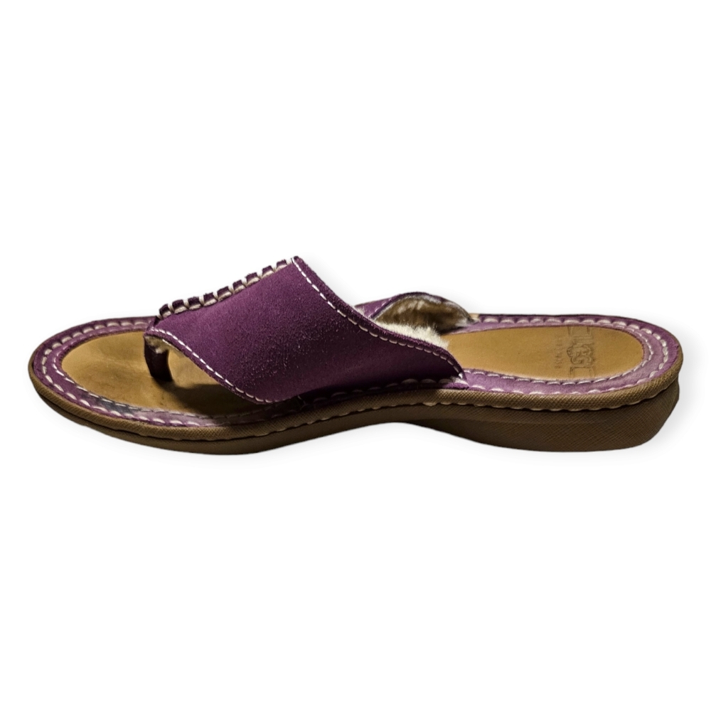 Ugg Leather Purple Thong Sherpa Lined Comfort Sandal - Picture 5 of 11